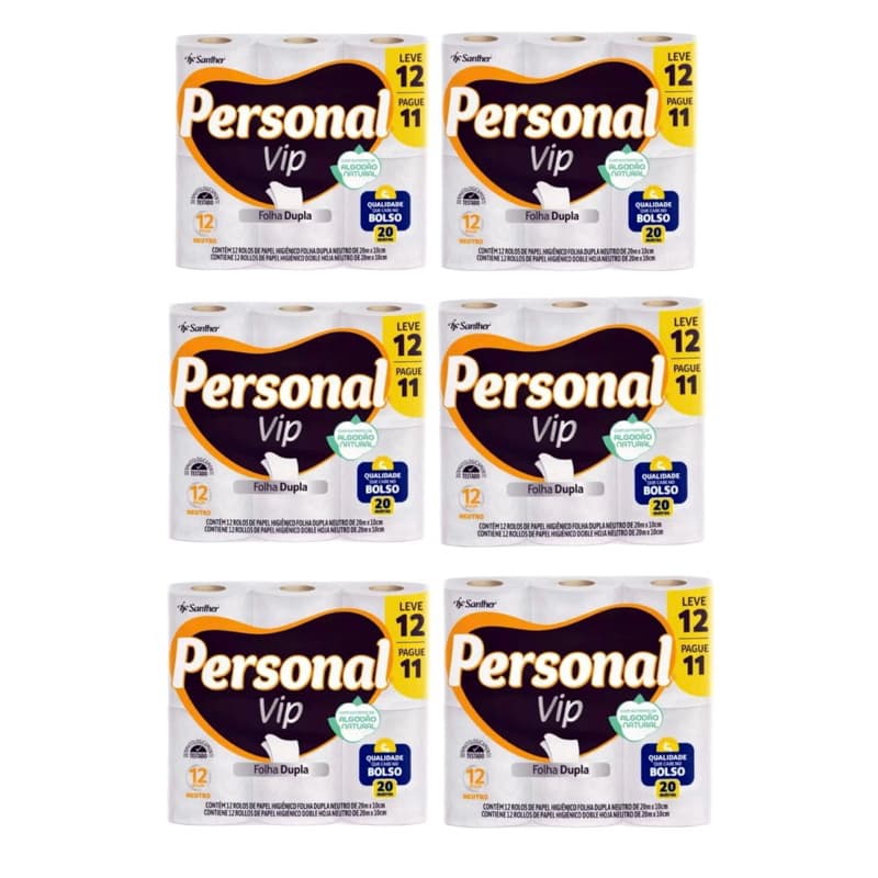 Kit 72 Unidades Papel Higiênico Personal VIP