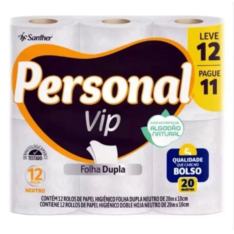 Papel Higiênico Personal VIP Folha Dupla Pague 11 Leve 12