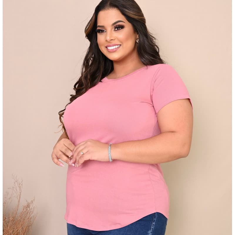 Blusa Lisa Plus Size Básica de Malha Viscolycra