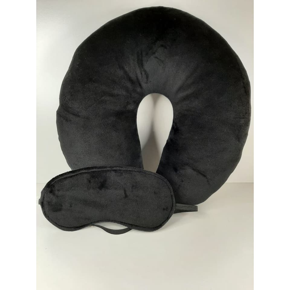 Kit Almofada/Travesseiro de Pescoço + Máscara de Viagem Para Dormir