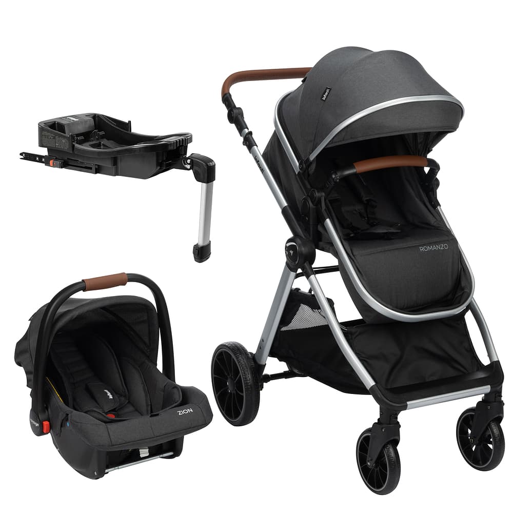 Carrinho Romanzo Travel System Moisés Bebê Conforto e Base Veicular com ISOFIX 3 em 1 Infanti