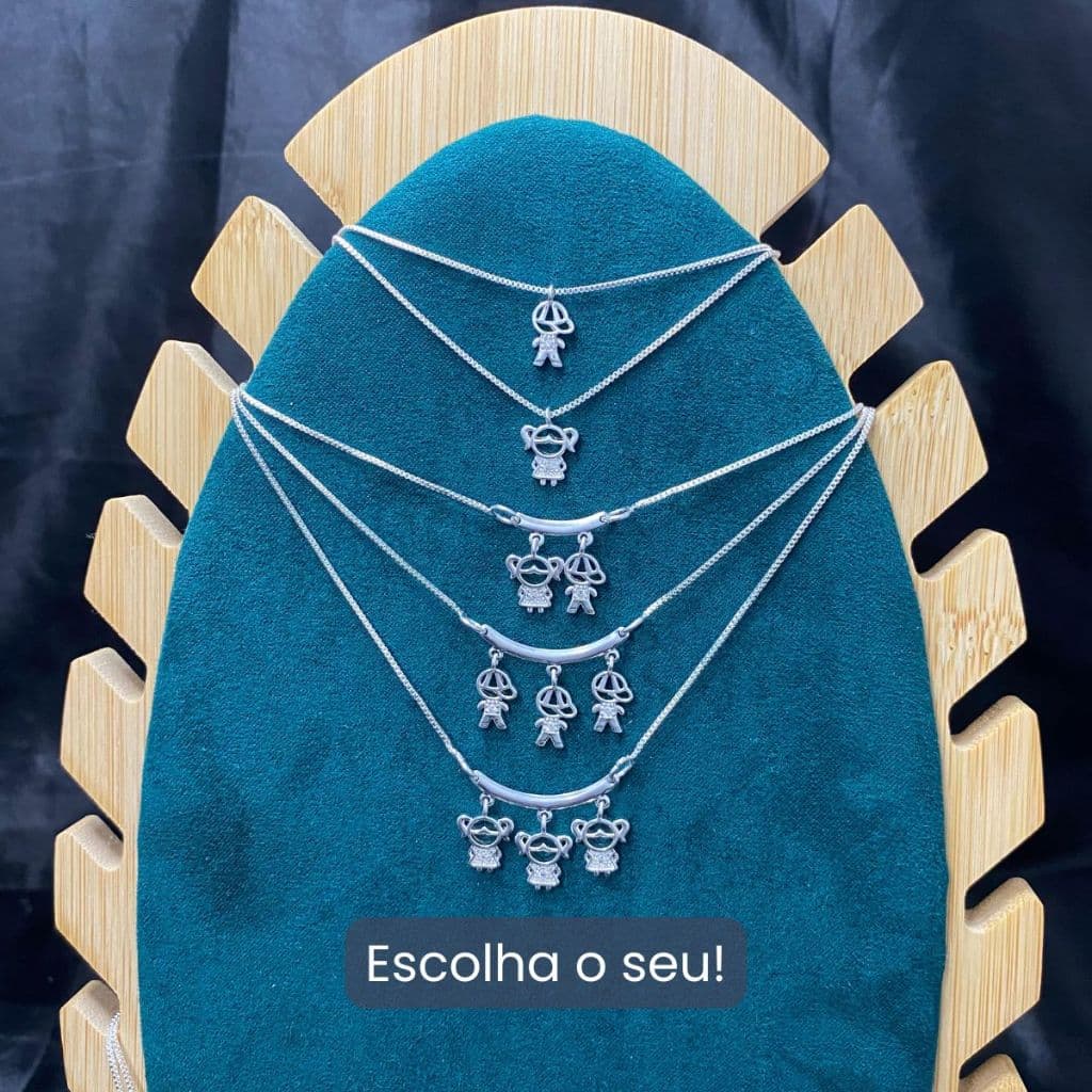 Colar mãe Prata 925 delicado Filhos banhado 1 menina 2 meninos escolha o seu 3 filhas 2 meninas