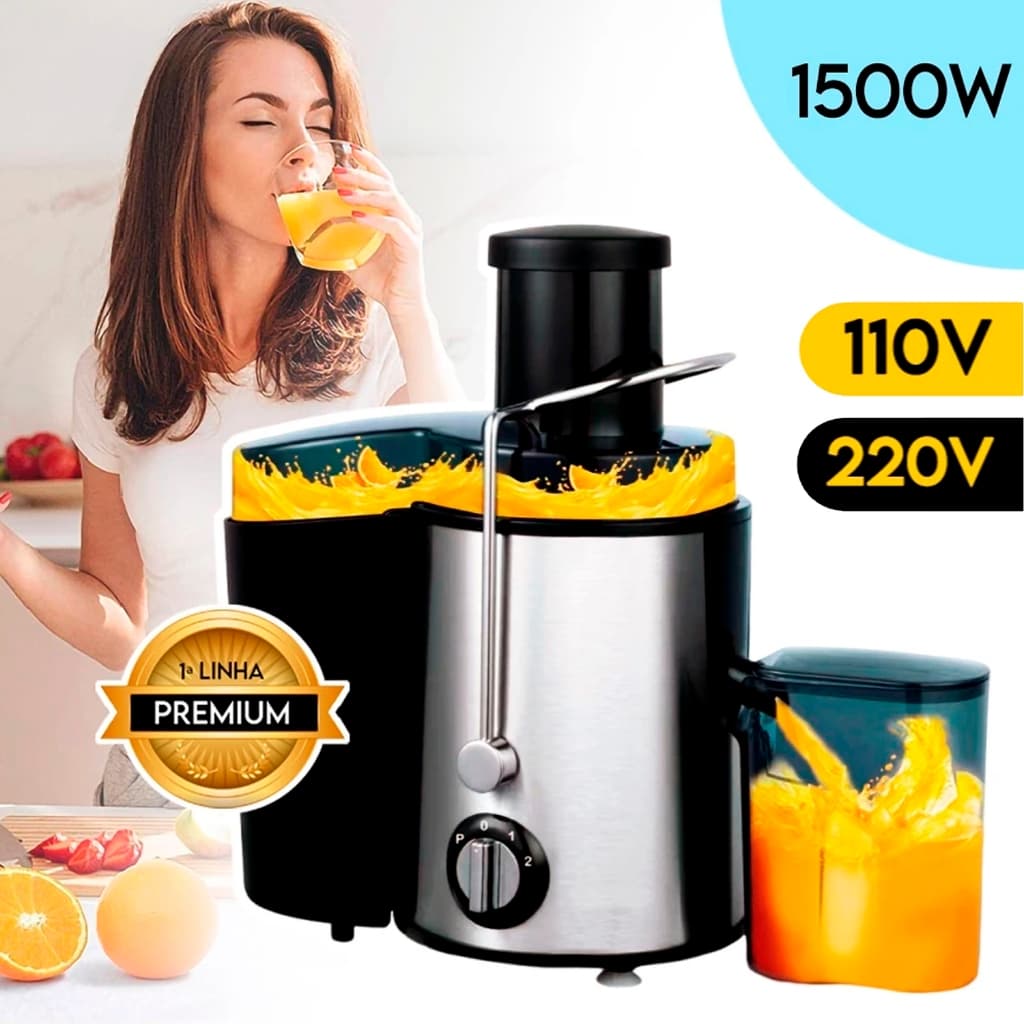 Centrífuga Alimentos Elétrica Juicer Laranja Suco Frutas 1500w Inox 110V 220v