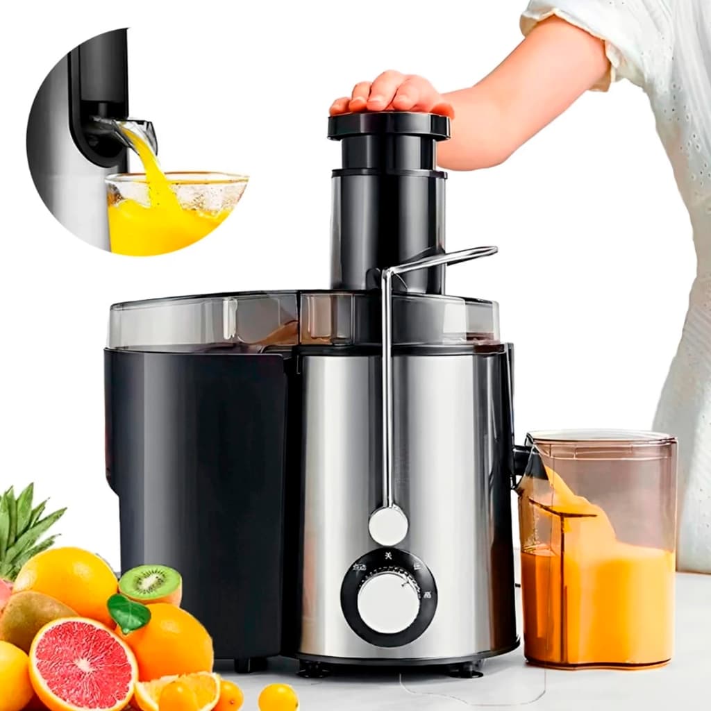 Centrífuga Alimentos Elétrica Juicer Suco Frutas 1500w Inox Cor Preto E Inox