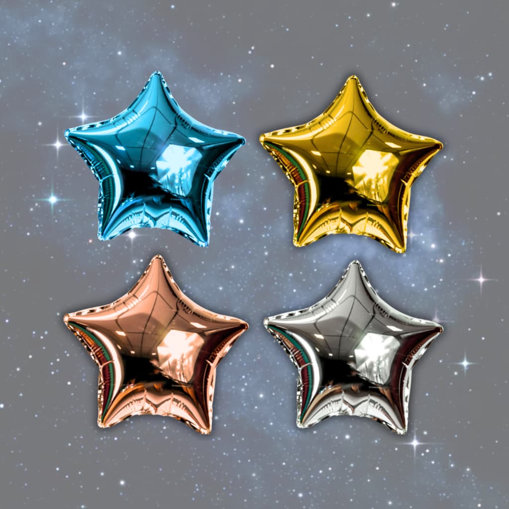Kits De Balões Estrela Metalizado de 20cm Para Festas E Eventos - 2 a 20 Unidades