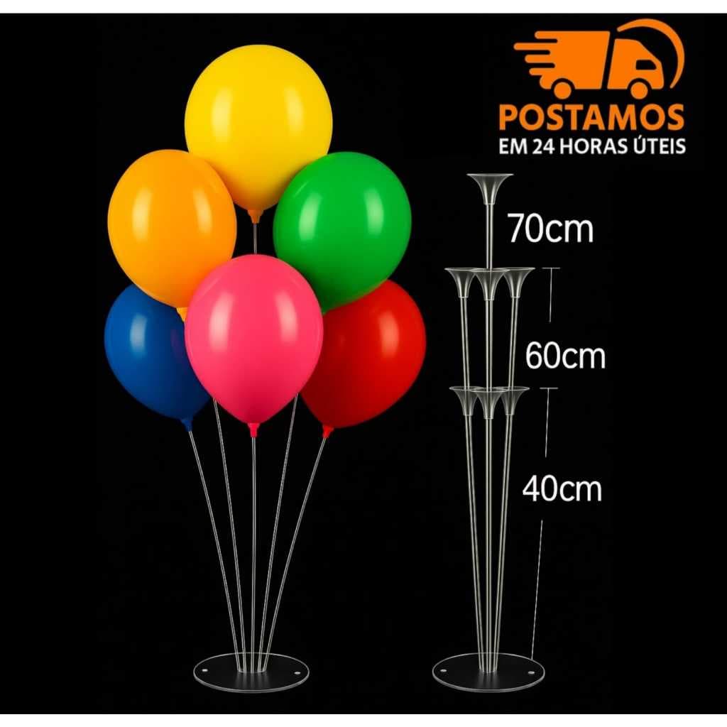 KIT 2 Suporte Para Balão 7 Hastes Base Para Balão Com Varetas - Suporte Bexiga C/7 Hastes 70cm