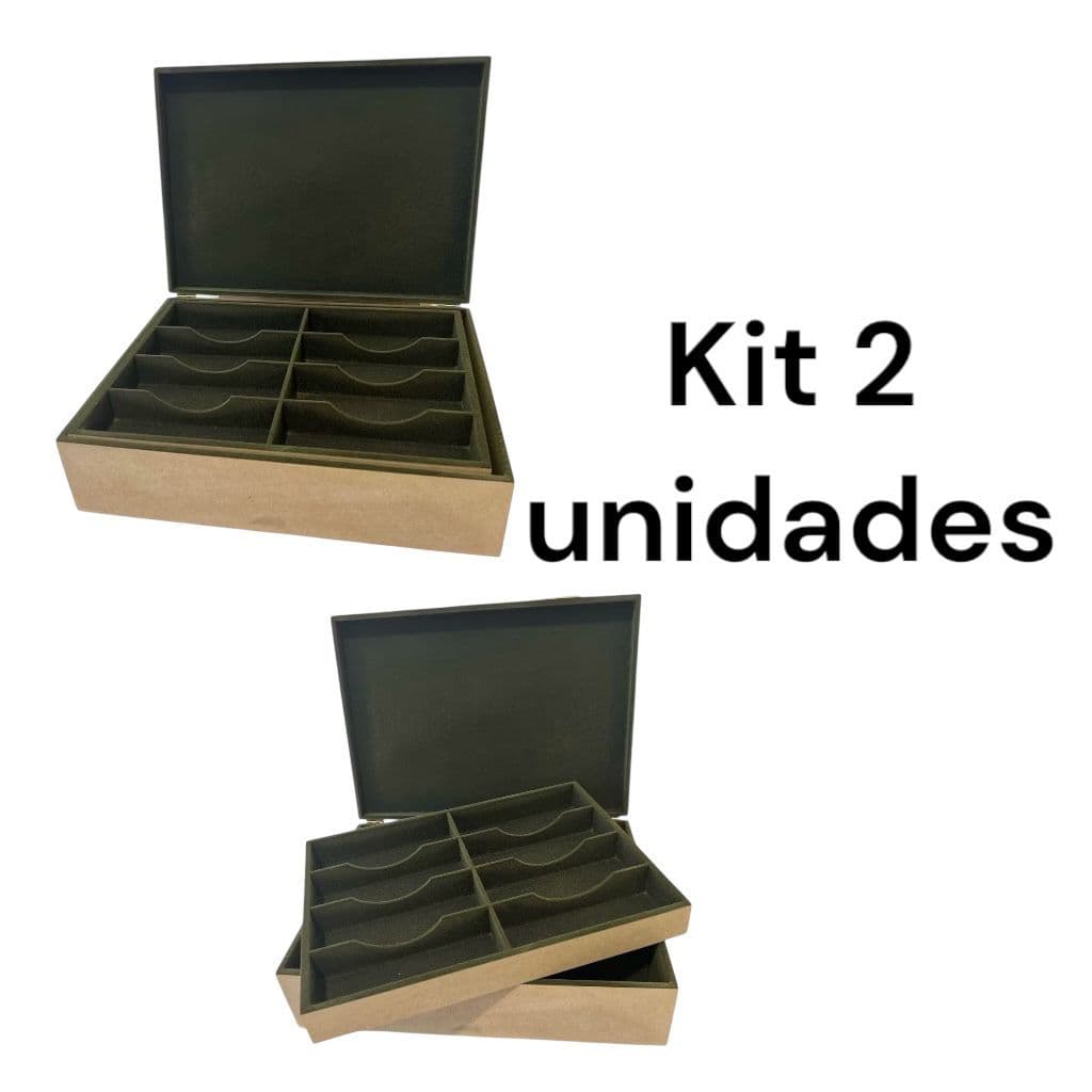 Kit 2 caixas porta óculos organizadora com 16 divisórias flocadas