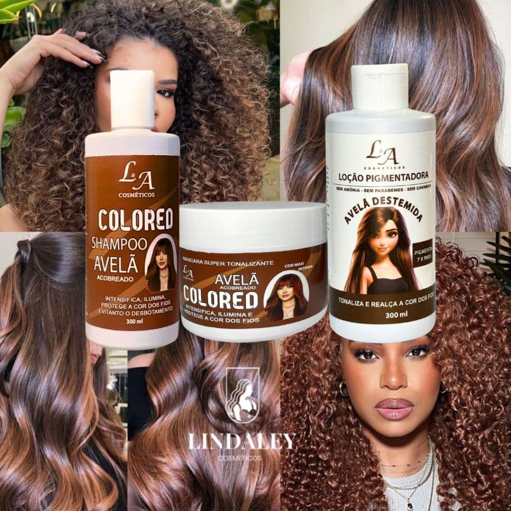 Combo Tonalizante Avelã Acobreado Morena Iluminada Tons Caramelos Marrom Intenso