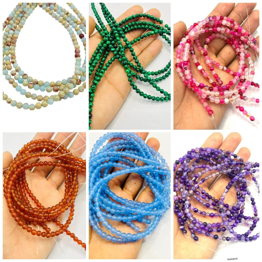 Fio de Contas Pedras Naturais 04mm aprox. 80 contas