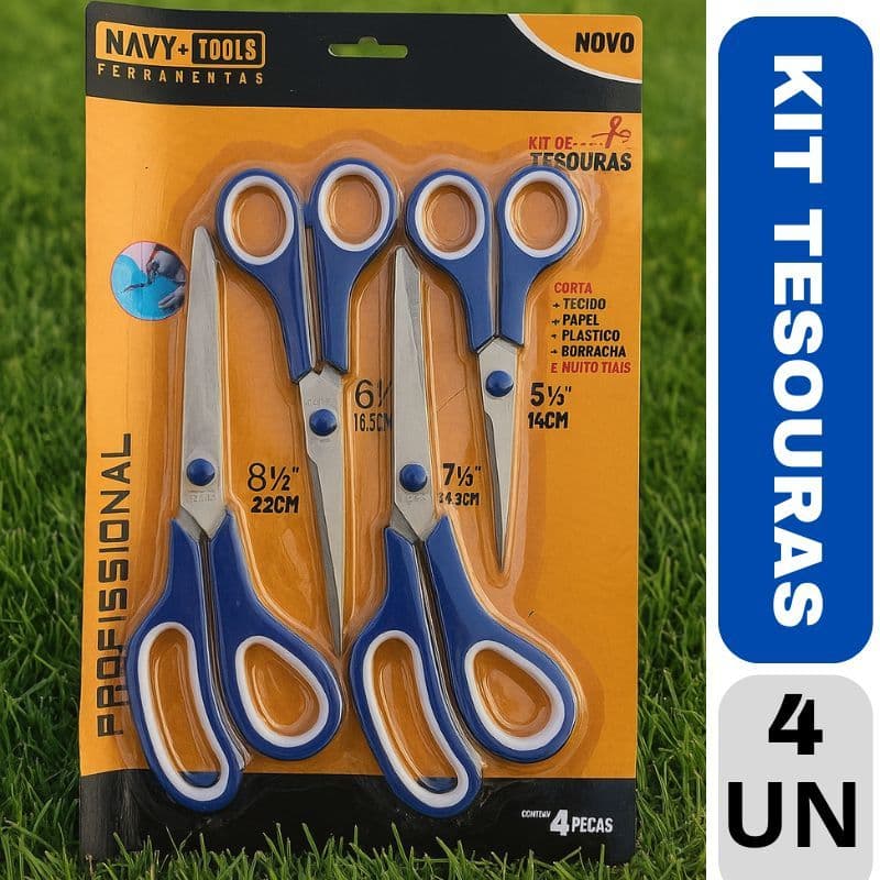 Kit 4 Tesoura Profissionais Para Costura Cabeleireiro Cabelos Artesanato Papel Escola Cozinha