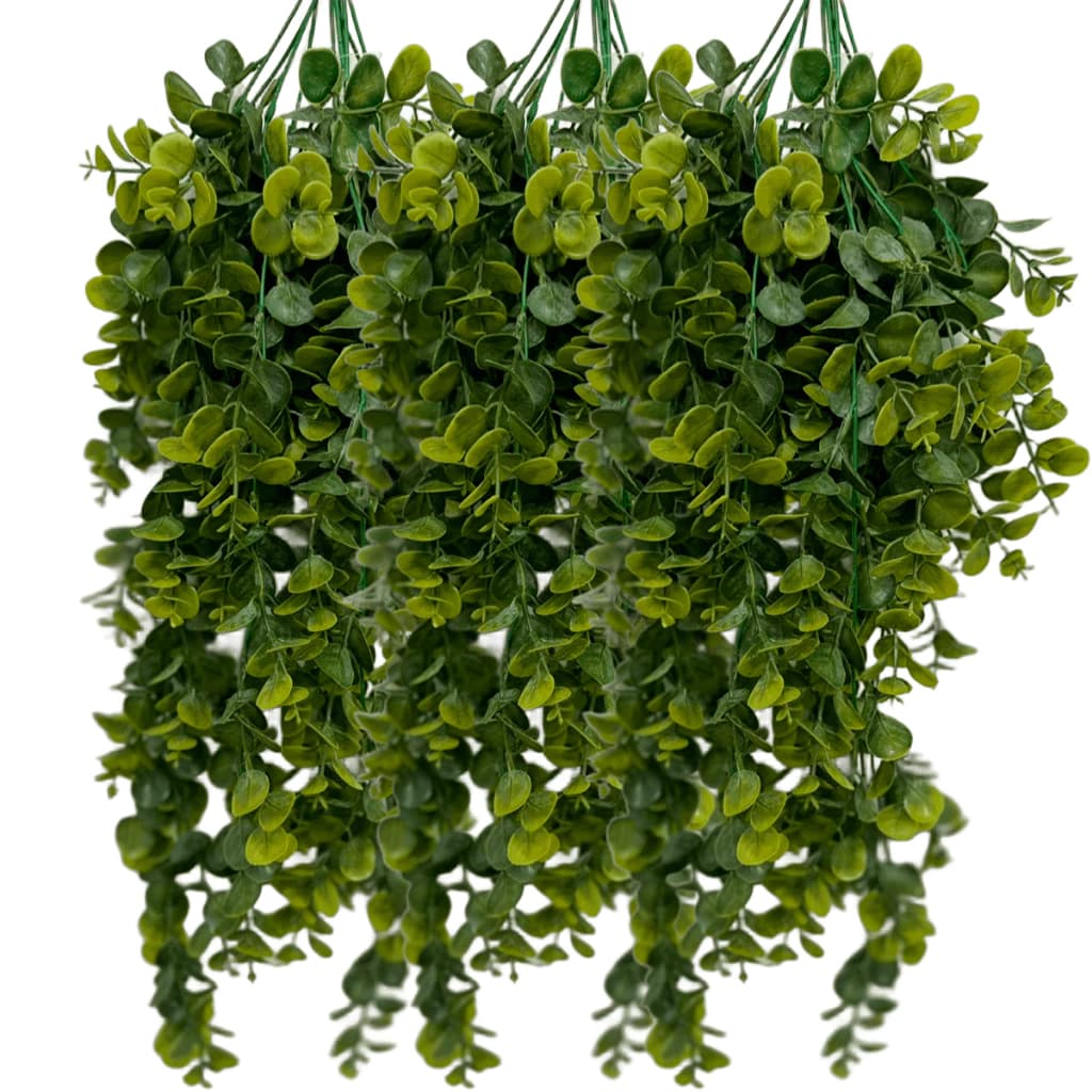 3 Pendentes Eucalipto Jardim Vertical Folhagem Toque Realista