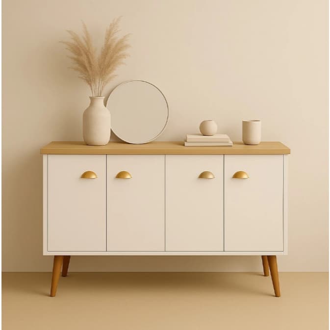 Aparador Buffet E&A 4 Portas com Pés Retro Cantinho Do Café - CORES