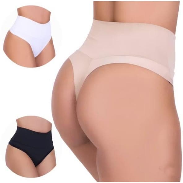 Kit 1-3-5 Calcinha Fio Duplo Cinta Modeladora Cós Duplo Cintura Alta Lingerie Segura Barriga