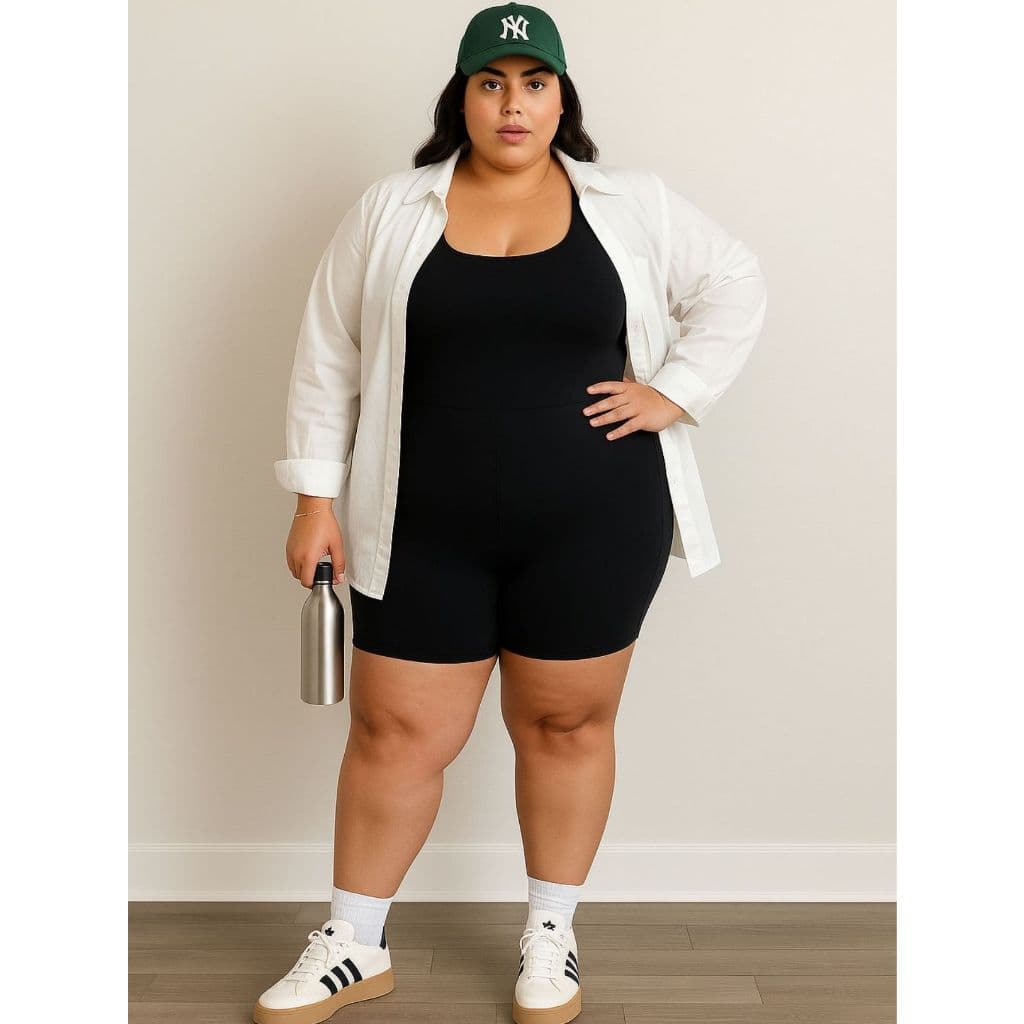 Macaquinho Feminino Casual Look Dia a Dia Confortável Versátil Estiloso Moderno Plus Size