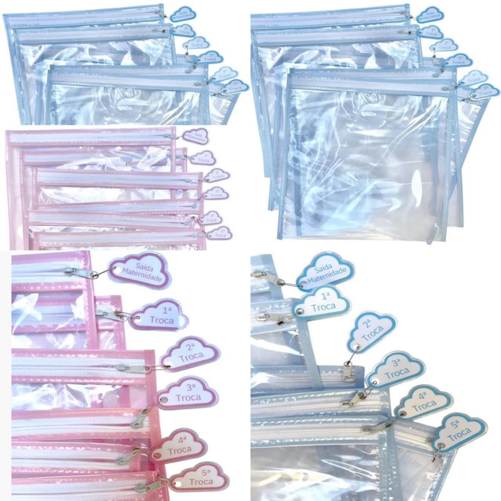 Kit 6 Saquinhos Maternidade Com Tag De Identificação Organizador Necessaire