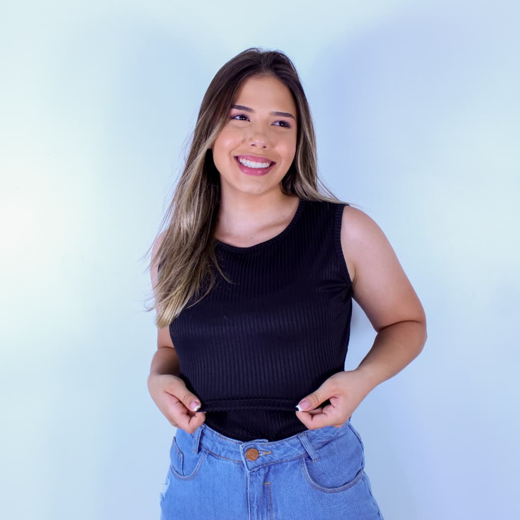 Regata Blusa Amamentação com Abertura Malha Canelada e Poliéster Amamentar Grávida