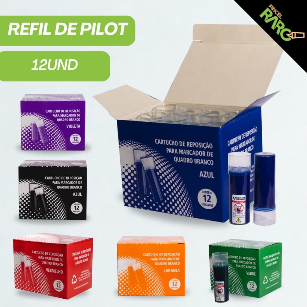 Refil Para Pincel Recarregável Com Caixa 12 Un Cartucho de Quadro Branco Board Master