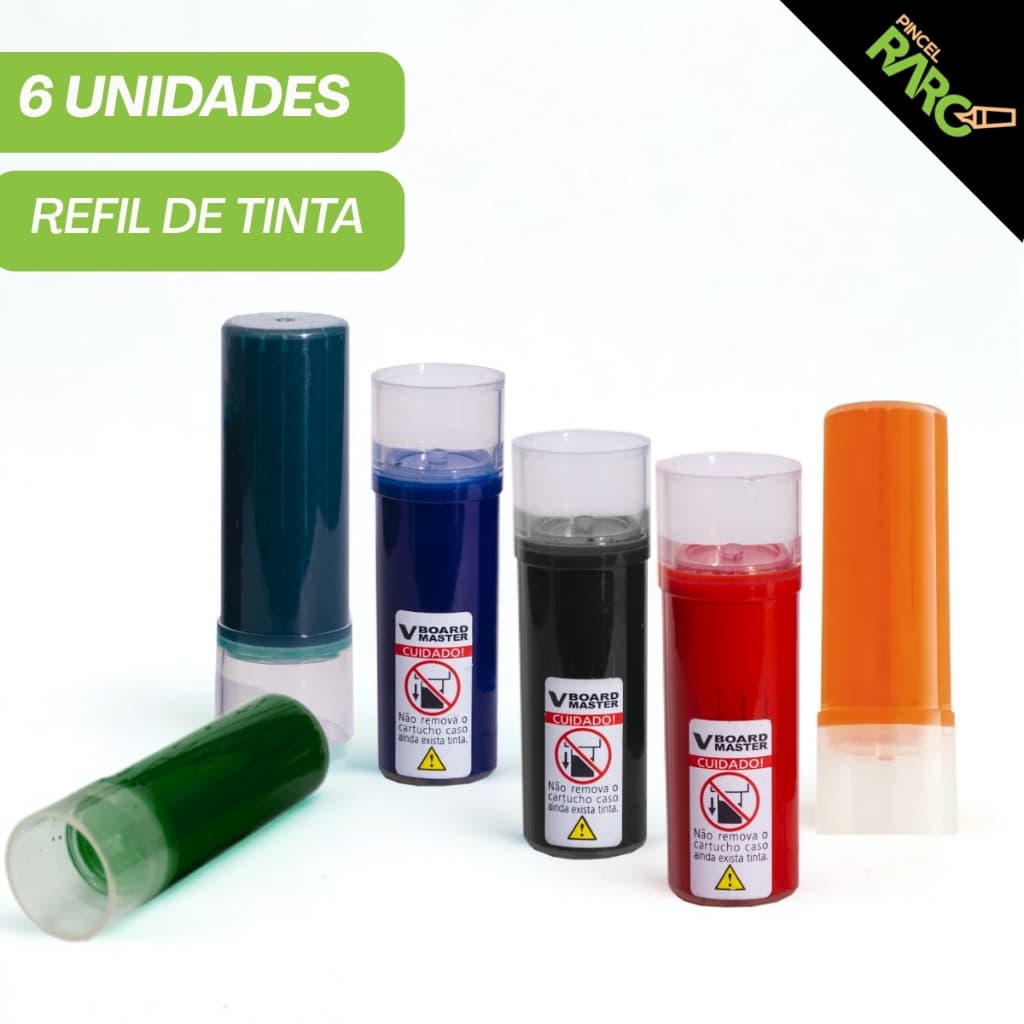 Kit 6 Refil de Tinta Para Pincel Marcador Para Quadro Branco Pilot V-Board Master Alta Qualidade
