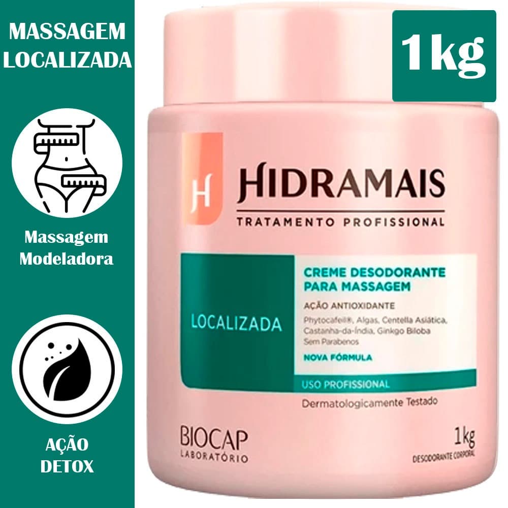Creme para Massagem Localizada Hidramais 1kg redução celulite e gordura localizada promoção hidratante corporal estrias