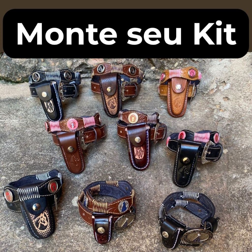 kit cinto mais bainha infantil couro legítimo broches oferta imperdível