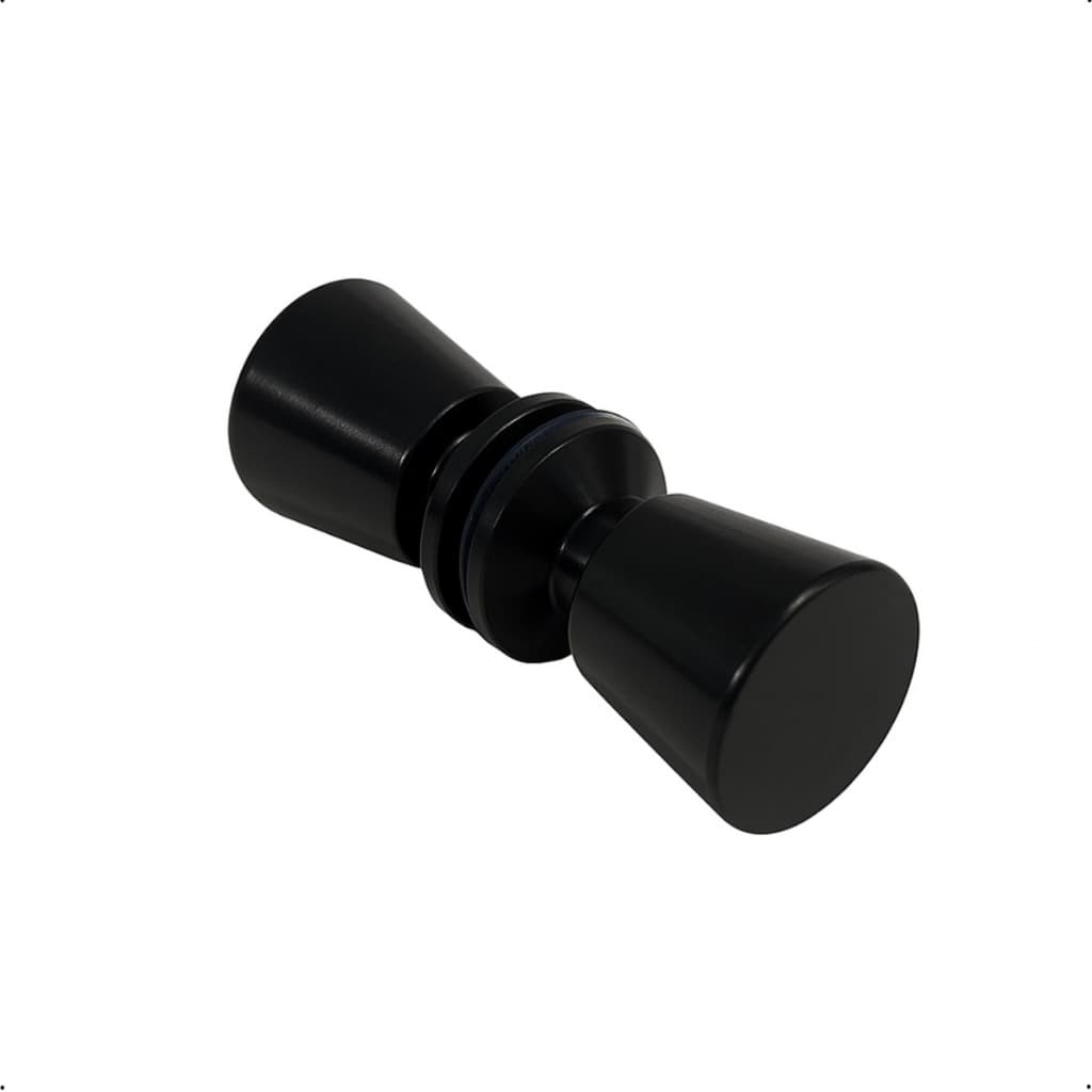 Puxador  Maciço Tradicional Preto para Porta Box de Vidro de Banheiro - Acabamento Preto