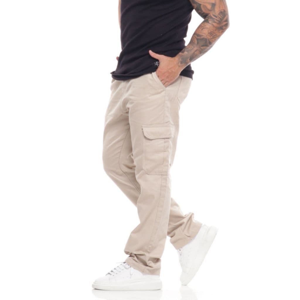 Calça Cargo Unissex de Sarja Barra Larga Skatista 6 Bolsos ref: CÇCARG