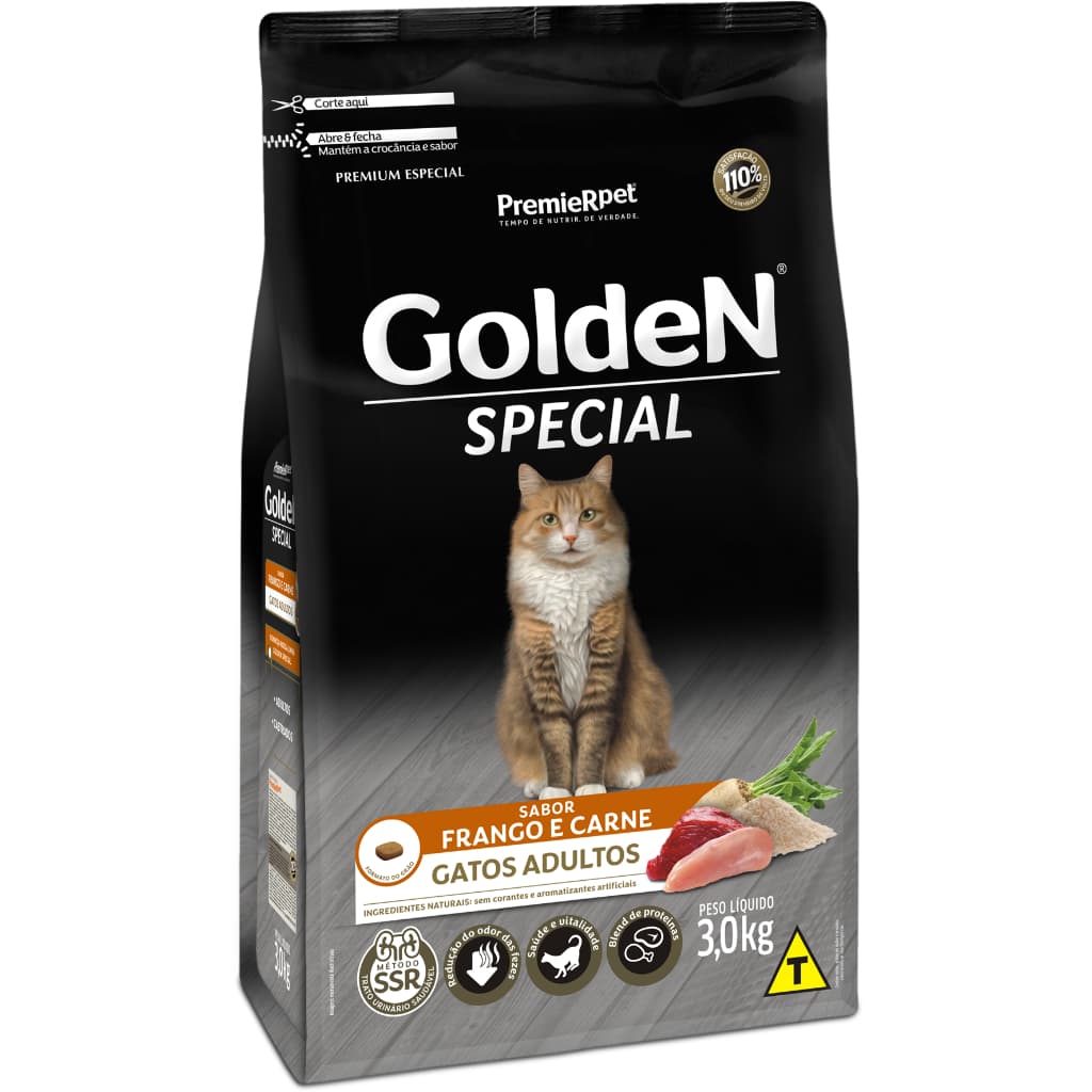 Ração Golden Special Gatos Adultos Frango e Carne 3kg