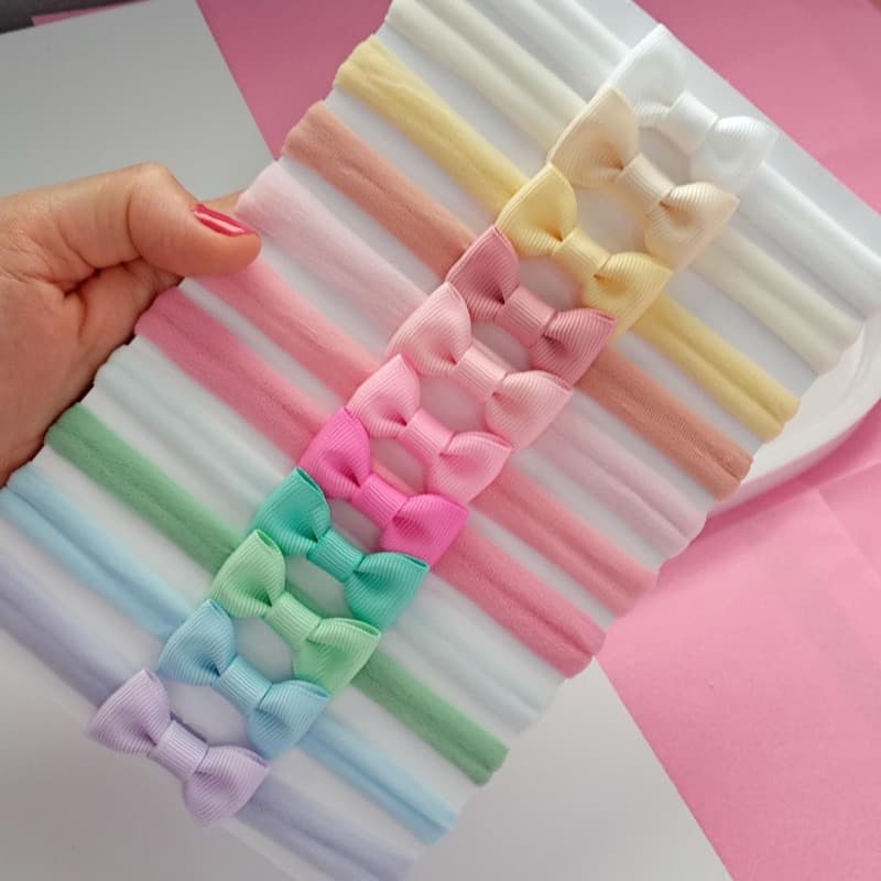 Laços kit Mari com 11 Cores, lacinhos para bebês na meia de seda