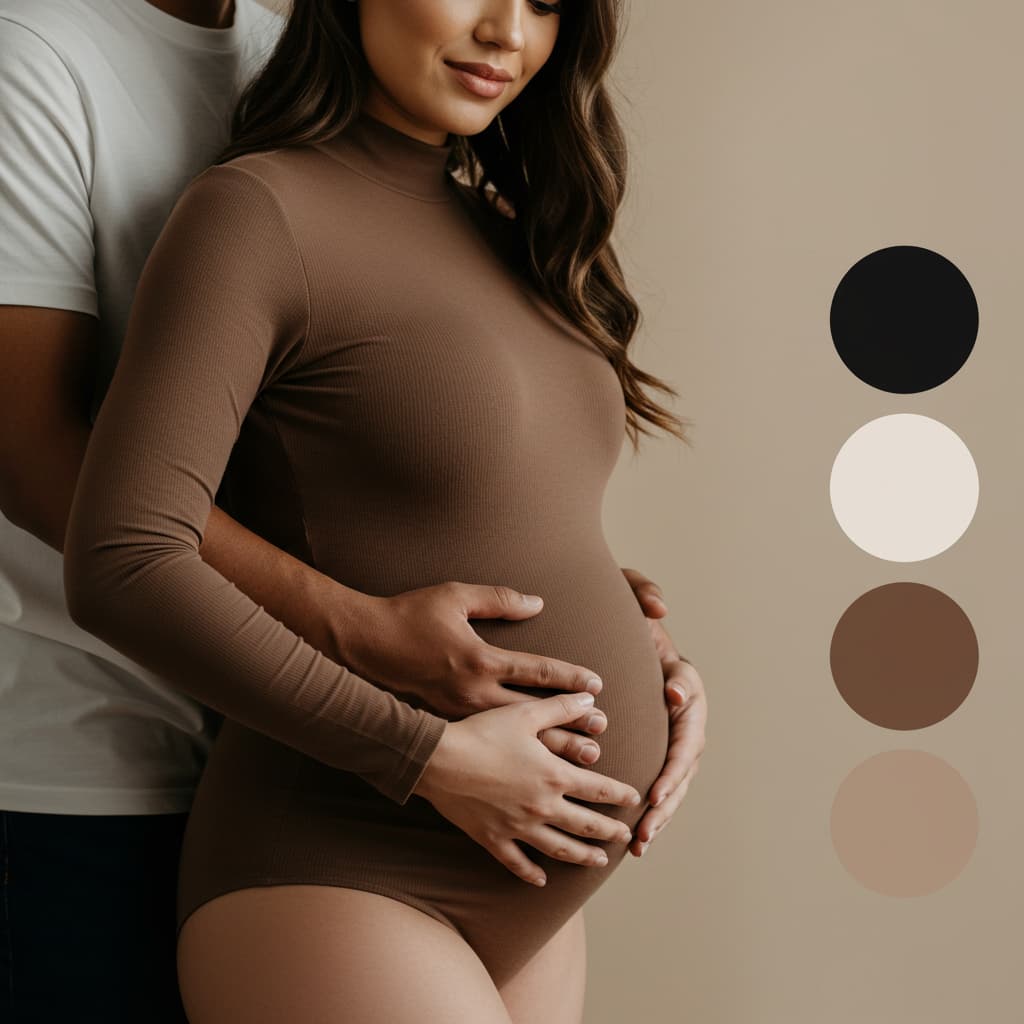 Body Gestante Ensaio Fotográfico | Gola Alta Manga Longa | Look Casual Elegante para Grávidas