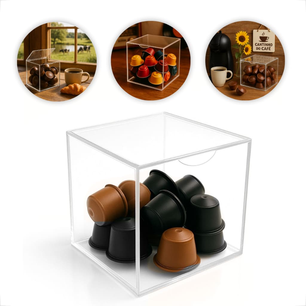 Porta cápsulas Acrílico de café chá cappuccino Nespresso Nescafe Dolce Gusto Três Corações grande
