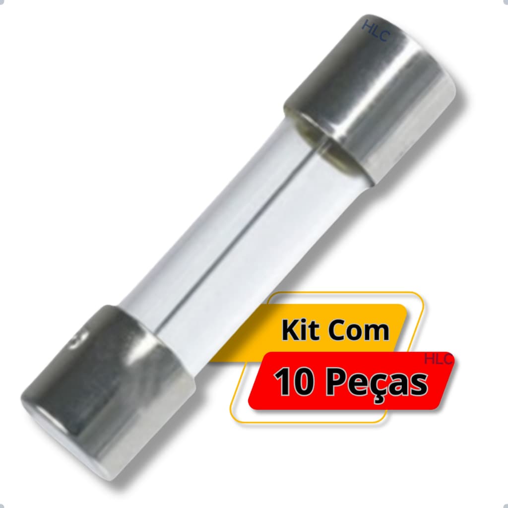 Fusível De Vidro c/ 2 Centímetros - 5x20mm - 0,5A 1A 1,5A 2A 3A 4A 5A ~ 10A 12A 15A 20A - Kit 10 Pçs