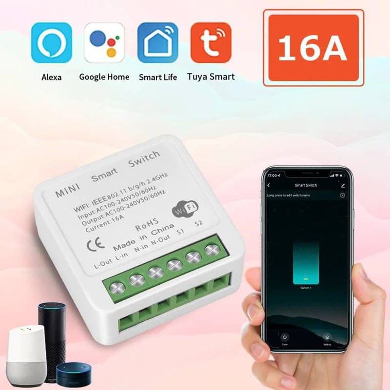 Tuya 16A Mini Interruptor Wifi Inteligente Automação Casa Alexa,APP