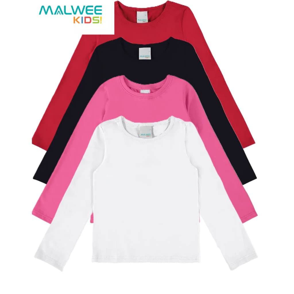 Camiseta Malwee Kids Menina Manga Longa Cores Variadas
