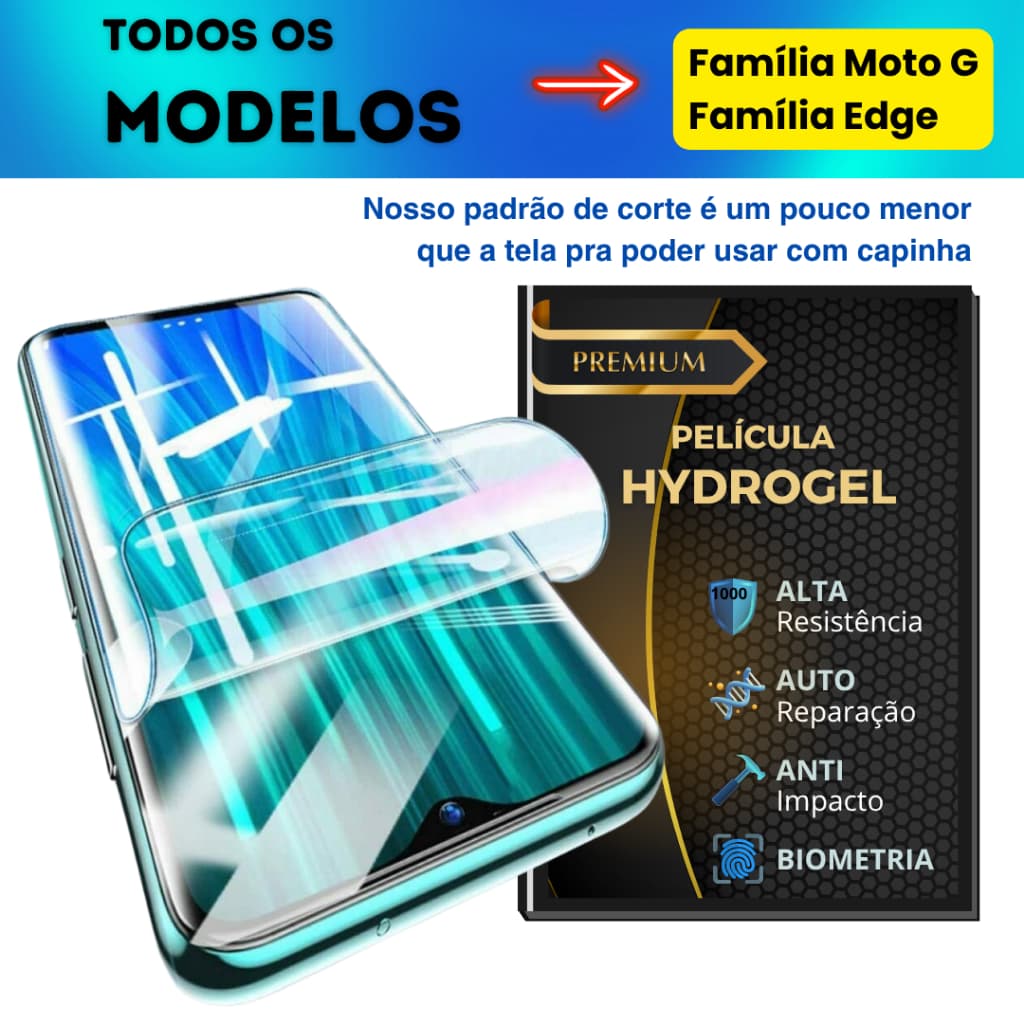 Pelicula Hidrogel HD PREMIUM e  Anti Impacto para TODOS OS MODELOS MOTOROLA - G75 / G55 / Edge 50 60