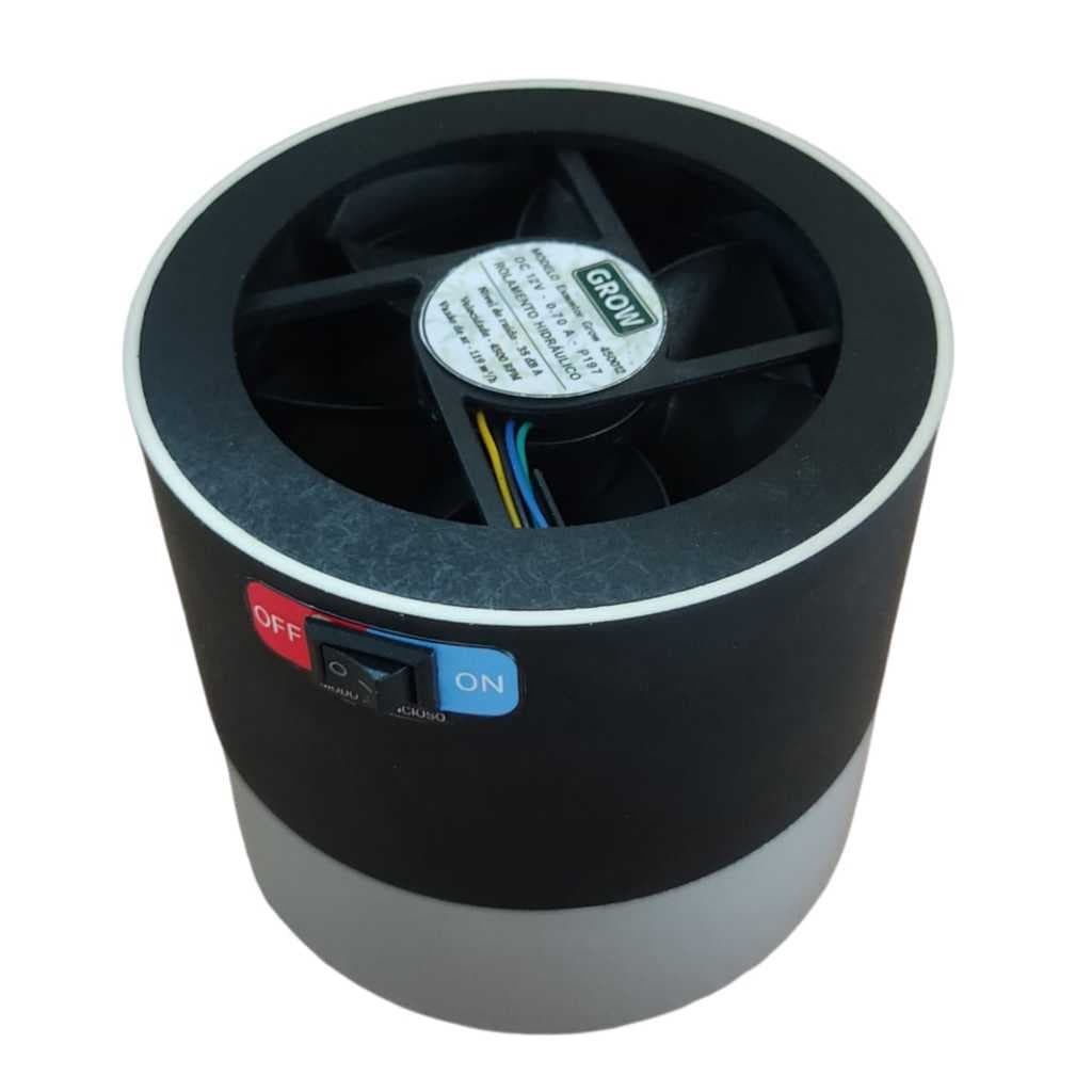 Exaustor Grow Super Potente 100mm 12V com Fonte, Modo Silencioso e Filtro de Carvão Ativado