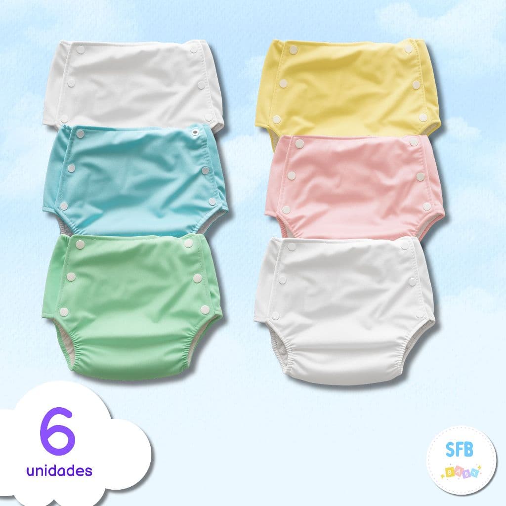 Kit Com 6 Fraldas Plástica Ecológica Calça Enxuta