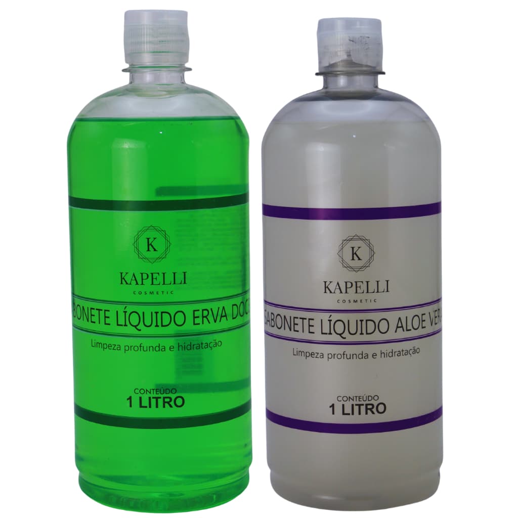Kit com 2 Sabonetes Líquidos Kapelli – 1L Cada | Erva Doce + Aloe Vera