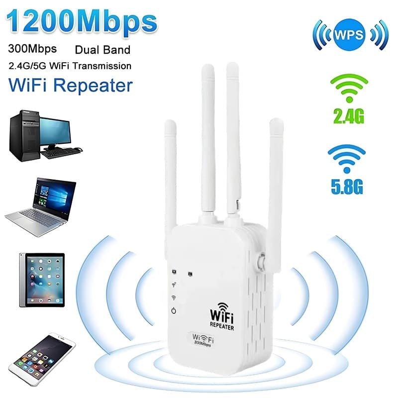 Repetidor Wifi 1200Mbps Ultra Rápido 110V/220V Profissional 4 Antenas Amplificador De Sinal G8