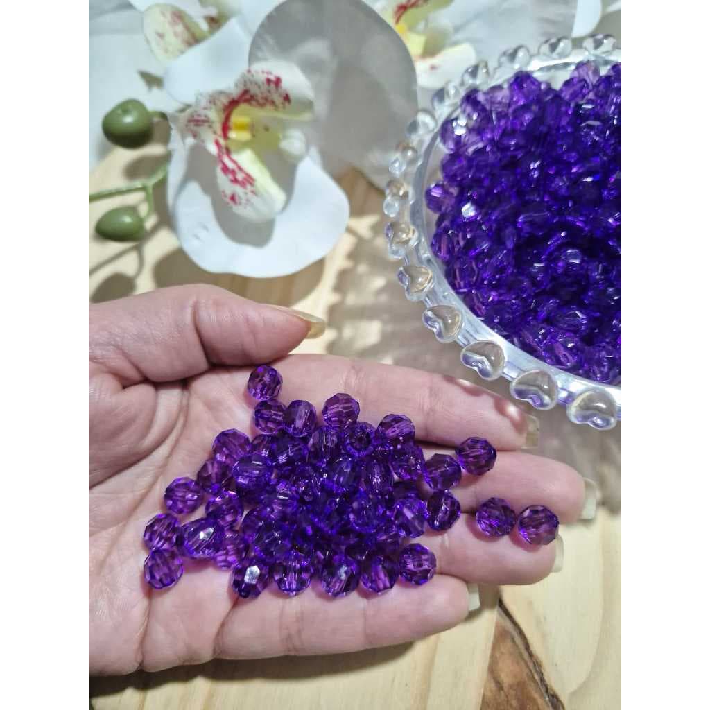 Cristal Bola Sextavada Colorida 8mm de Cristal Acrílico - 100 unidades