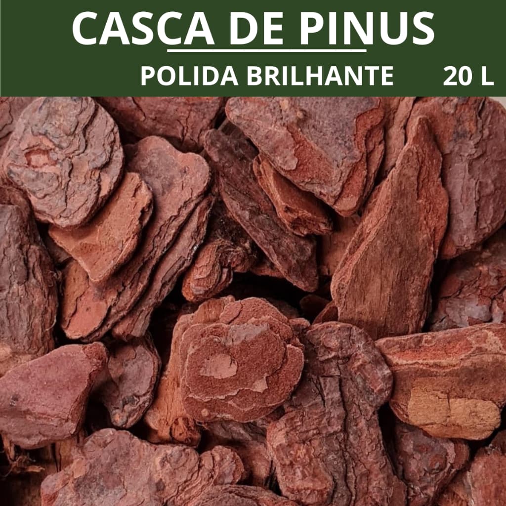 Casca De Pinus Polida 20 Litros P ou M Natural Jardinagem Decoração Saco 3, 10, 20 litros