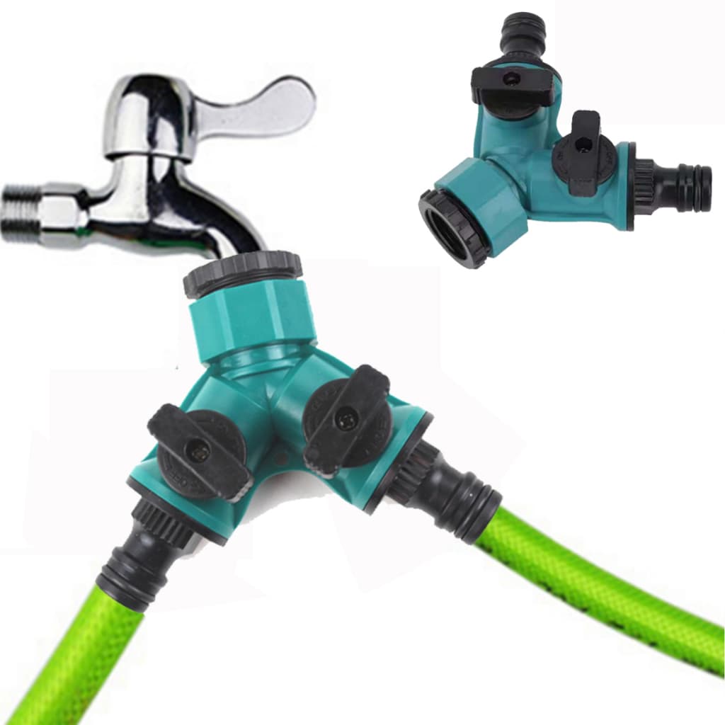 Distribuidor torneira Duplo com Registro 2 Vias Engate Rápido Irrigação jardim horta casa