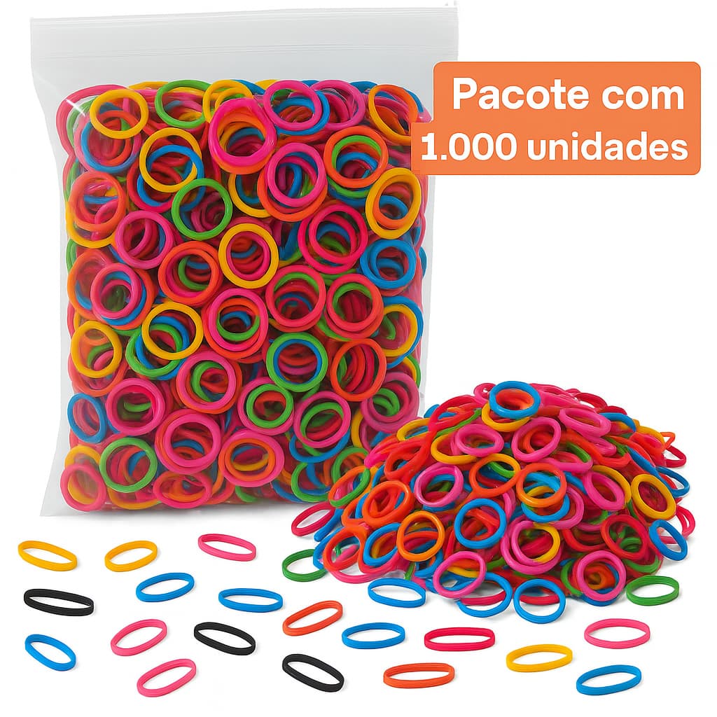 1000 Unidades Elásticos Xuquinha Petshop Cães Crianças Laços Penteados Multiuso Reforçado Premium