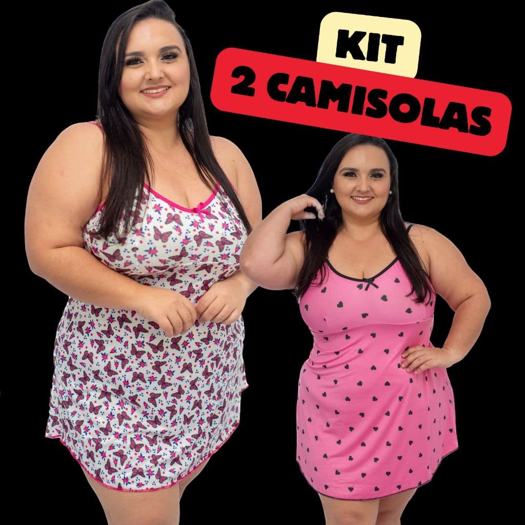 Kit 2 Camisolas Plus Size Camisola EXGG Camisola Extra Grande Camisola GG1 Vestido de Dormir Feminina