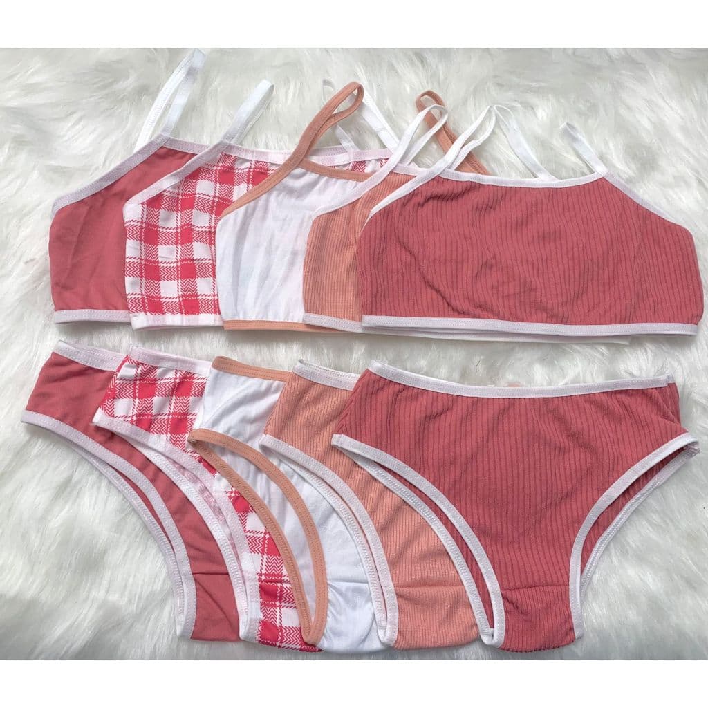 Kit 4 Conjuntos Infantil Menina Moça Top e Calcinha - Suede Estampado (1 a 12 anos)