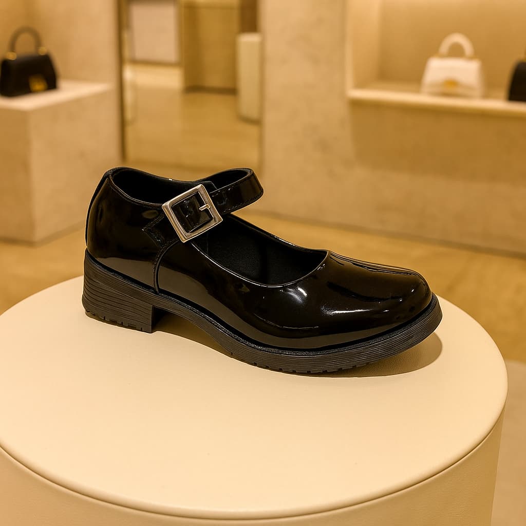 Sapato Mary Jane Feminino Salto Baixo com Fivela Ajustável