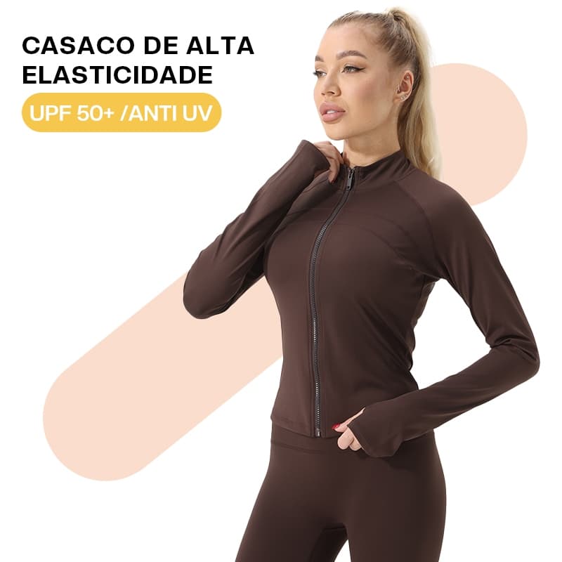 Liouty Jaqueta Feminina de Corrida de Manga Comprida para Ginástica e Ioga Esportiva  com Proteção UV Tecido ultrafino