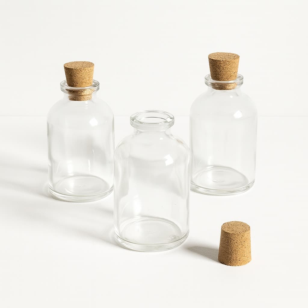 Kit 5 Unidades Frascos Penicilina Rolha Cortiça Perfume Líquidos 20mL