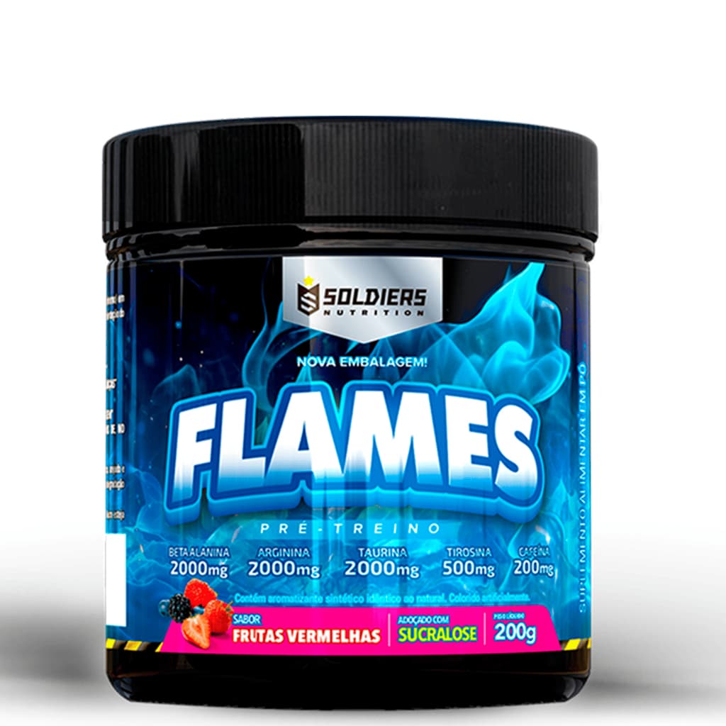 Pré-Treino Flames 200g 100% Importado Soldiers Nutrition Pré Treino Pre Workout Termogênico Energia Foco Resistência