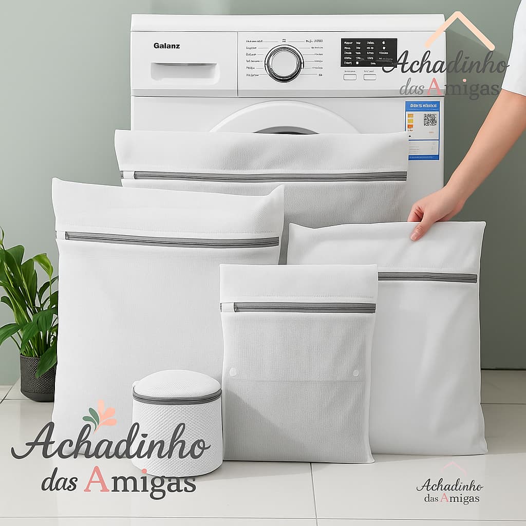 Kit 5 Sacos Para Lavar Roupas Na Máquina