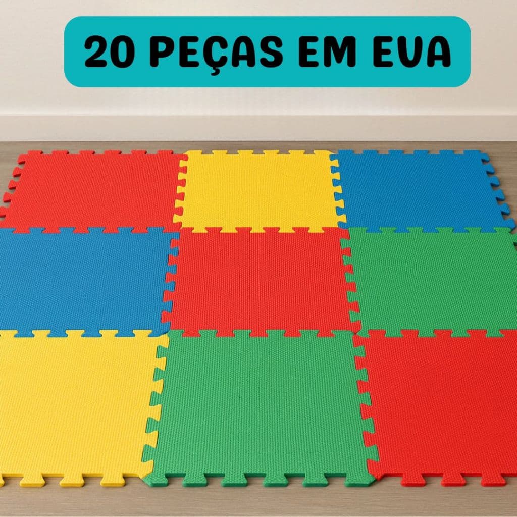 Tatame De EVA Kits Com 10 ou 20 Unidades - Colorido - Econômico